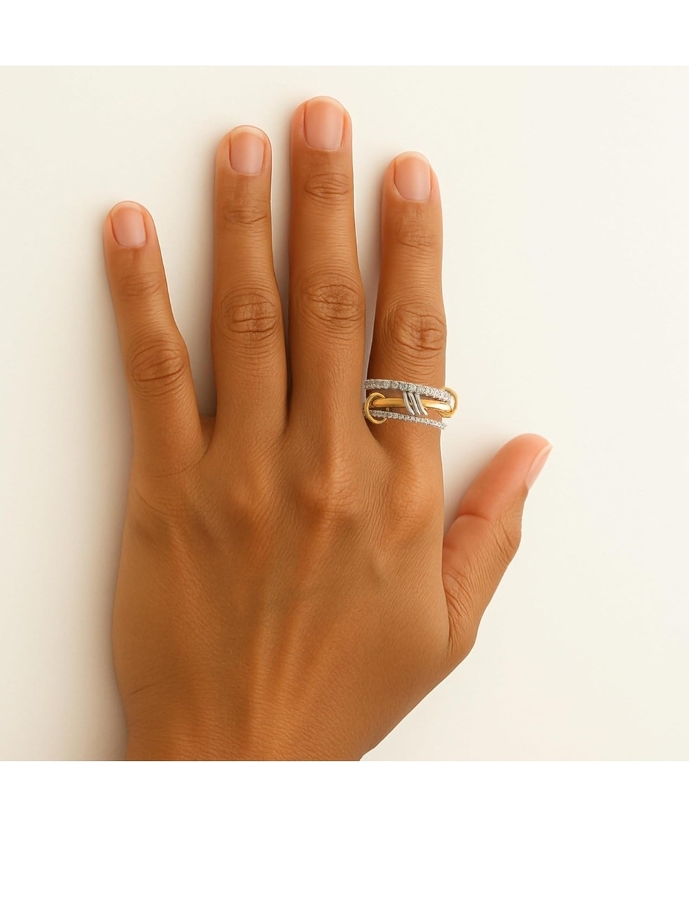 Two-Tone Gold and Silver Crystal Stackable Rings - Brand - Picture 5 of 5